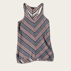 Lucky brand maroon and blue chevron pattern racer back tank top size Small